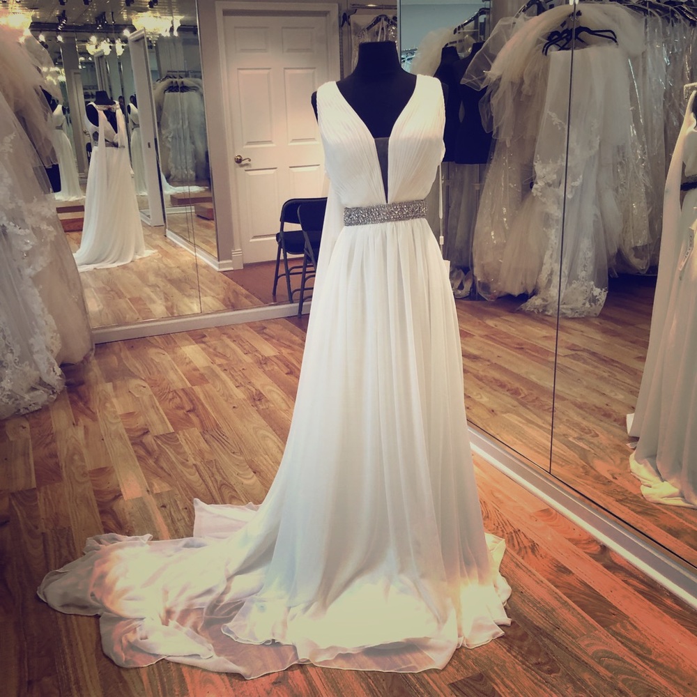 Long white evening gown